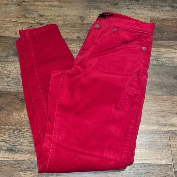 Banana Republic Mr Skinny Fit Velvet Russian Red Pants.  Size 6 - Picture 2 of 10